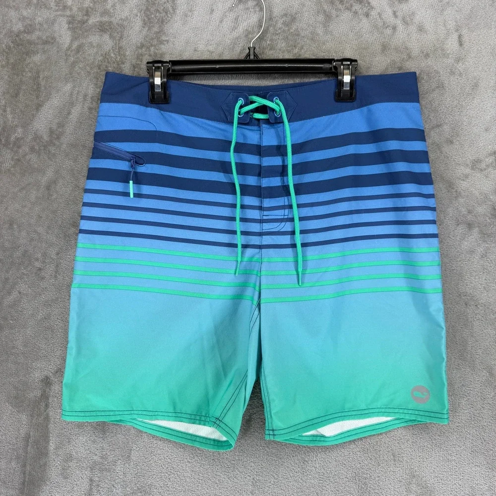 Vineyard Vines Mens Blue Green Ombre Striped Board Shorts‎ Swim Trunks 34 1M0585